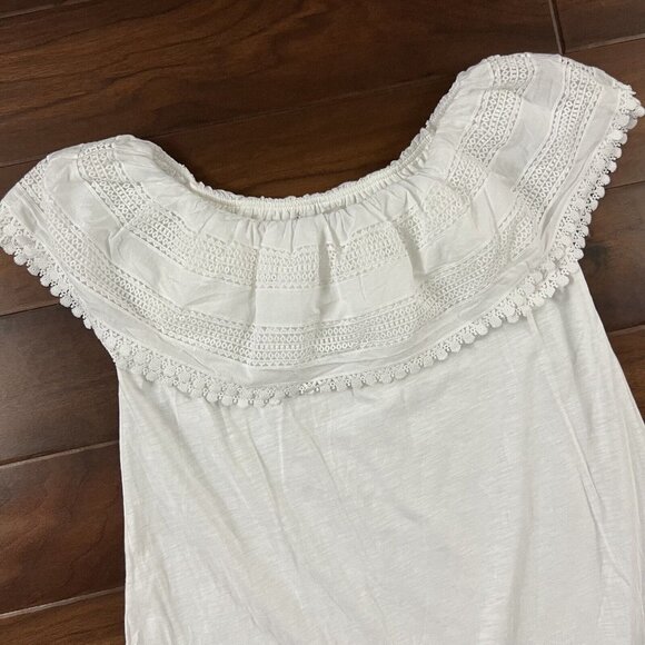 Boden Size UK 10 / US 6 L White Off The Shoulder Ruffle Jersey Dress - Picture 2 of 9
